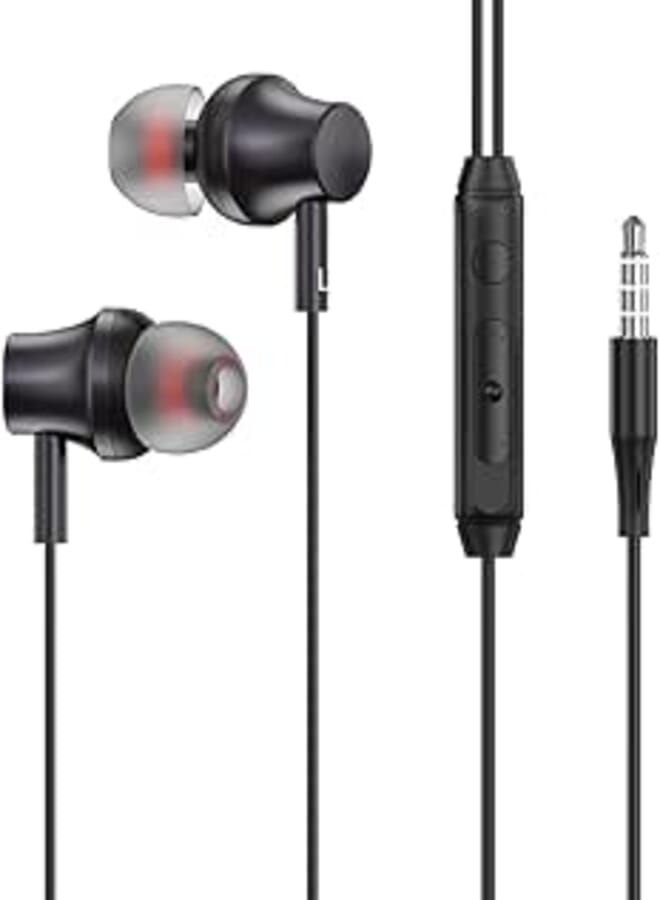 Tingwode SV-22 Metal Pure Sound Earphone With Microphone And Comfortable Wearing Practical For Mobile Phones 1.2 Meter - Black